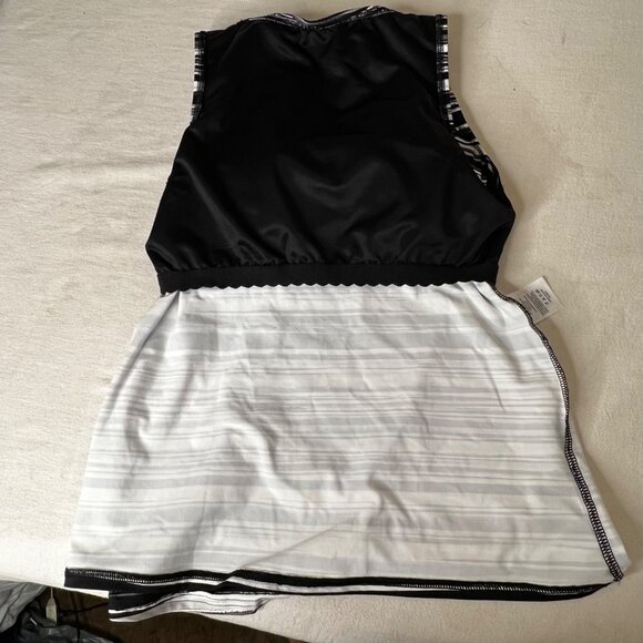 Lands End Womens Black & White Striped High-Neck Tankini Swim Top Size 8 Nylon/S - Picture 4 of 12